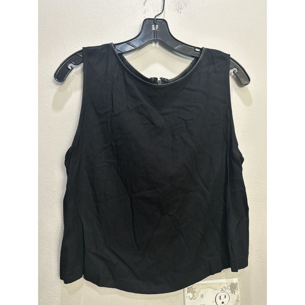 Alice + Olivia Crop Top Womens Size 2 Small Black Knit‎ Sleeveless Tank Zipper